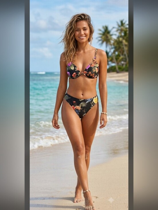 Shade & Shore Other - NWT Shade & Shore Black Tropical Underwire Bikini Set Swim 34DD Top / M Bottoms